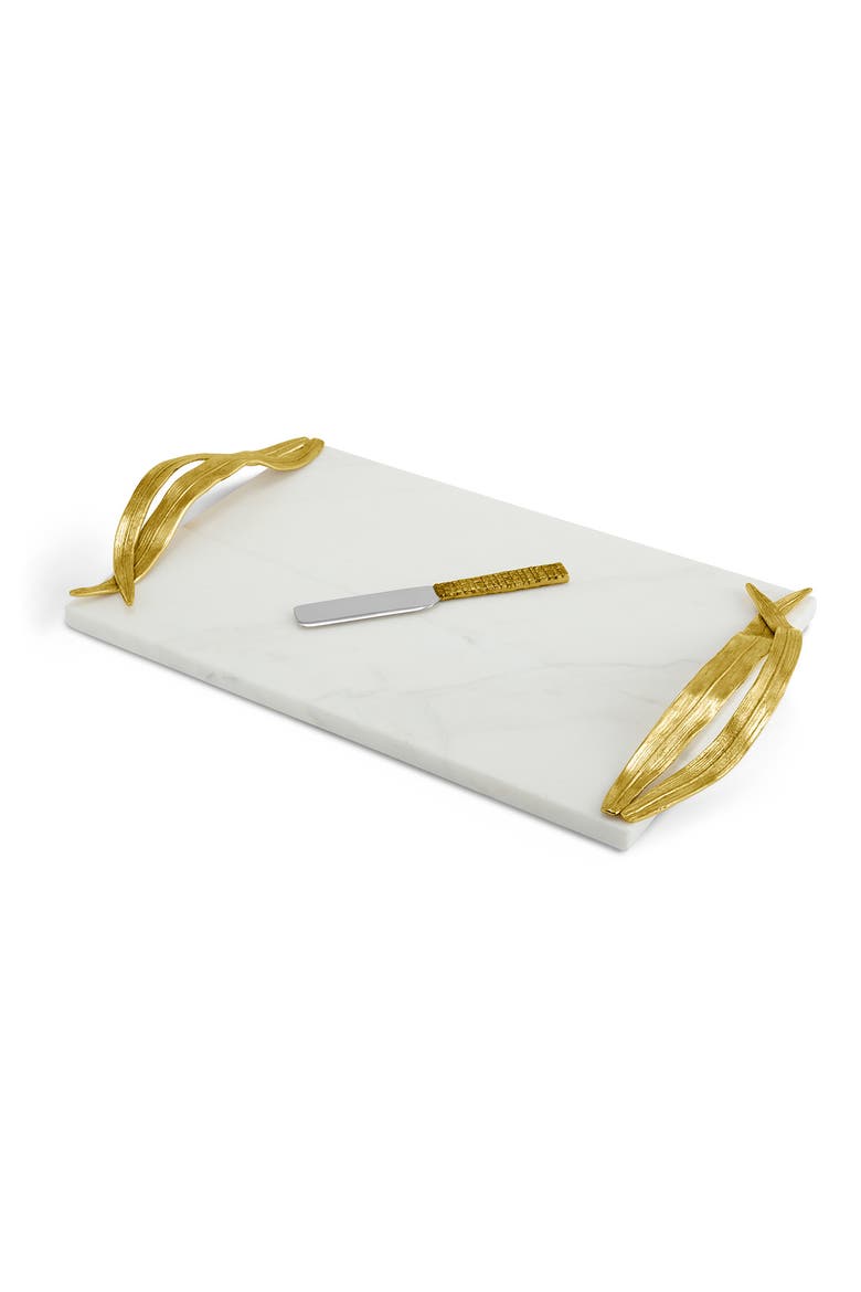 Palm Cheese Board & Knife, Alternate, color, White