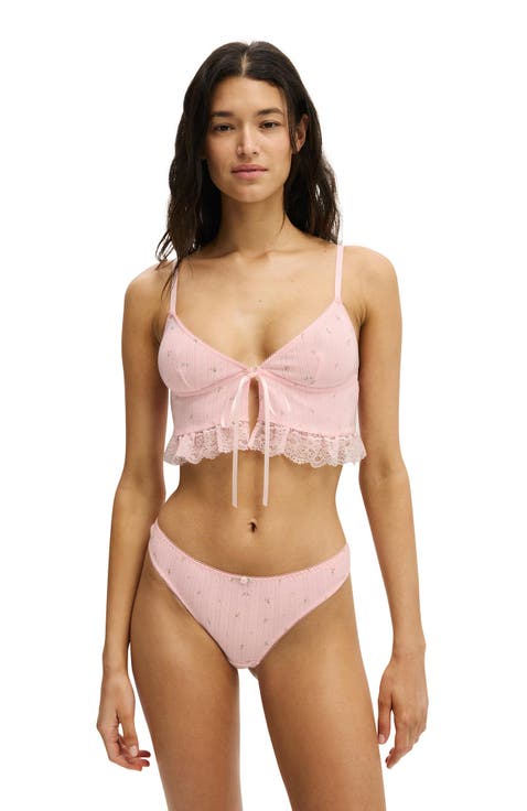 Women's Sophie Cotton Pointelle Longline Bralette
