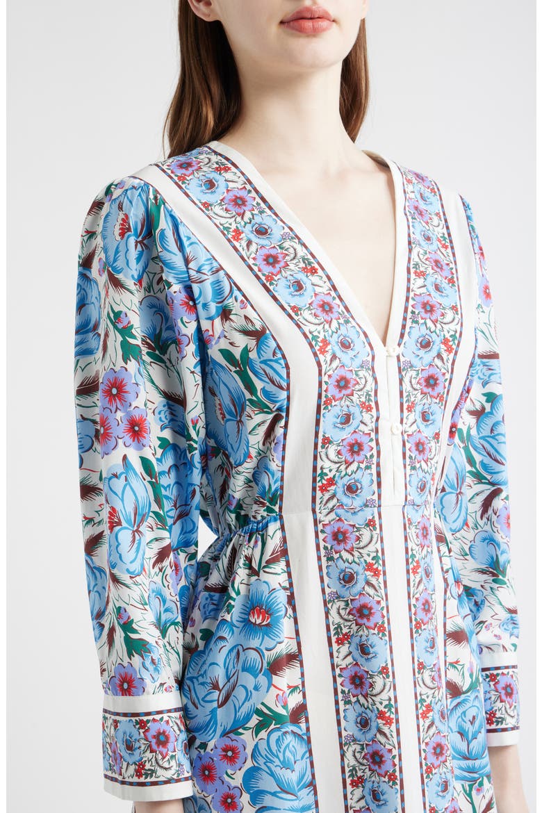 Blanche Print Long Sleeve Organic Cotton Midi Dress, Alternate, color, FLUORA PRINT