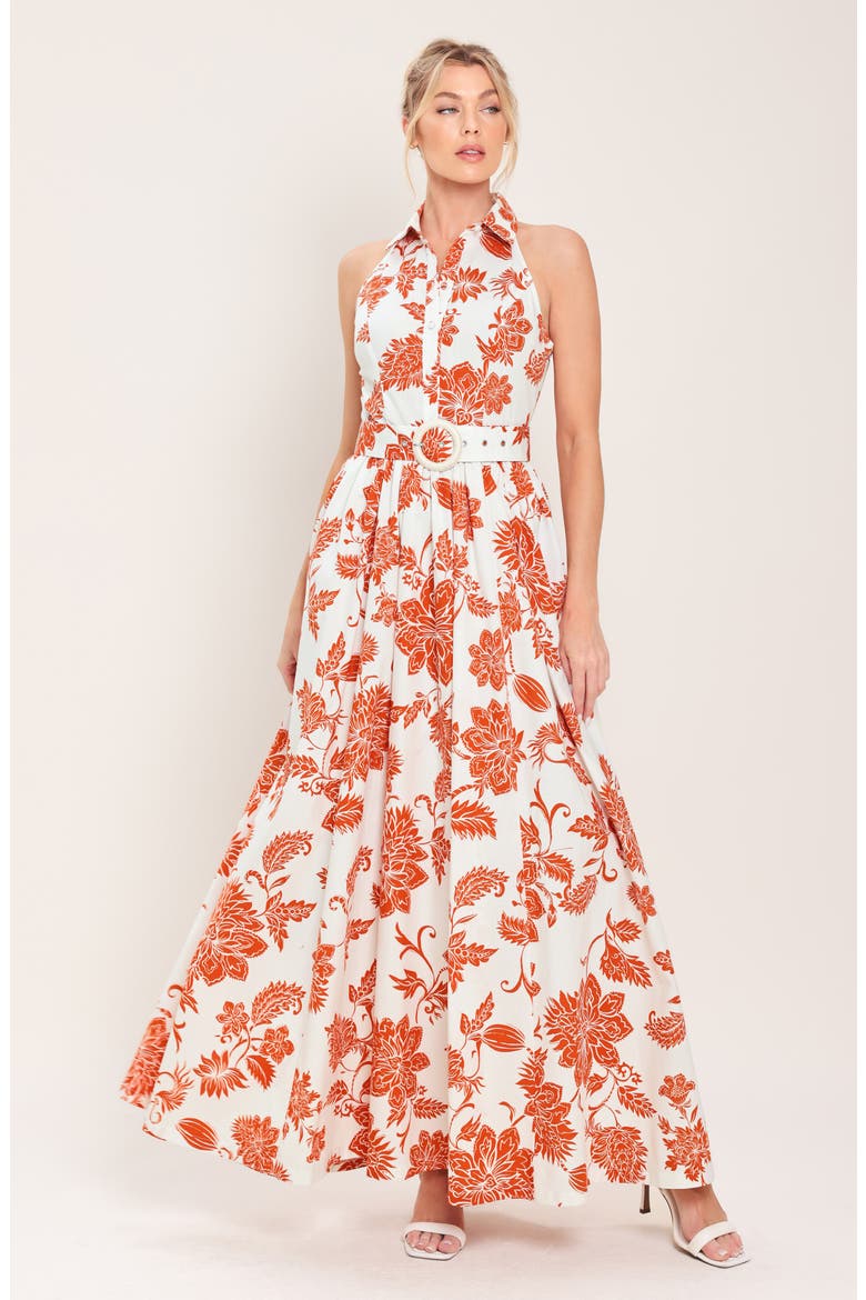 Belted Maxi Shirtdress, Alternate, color, IVORY RUST