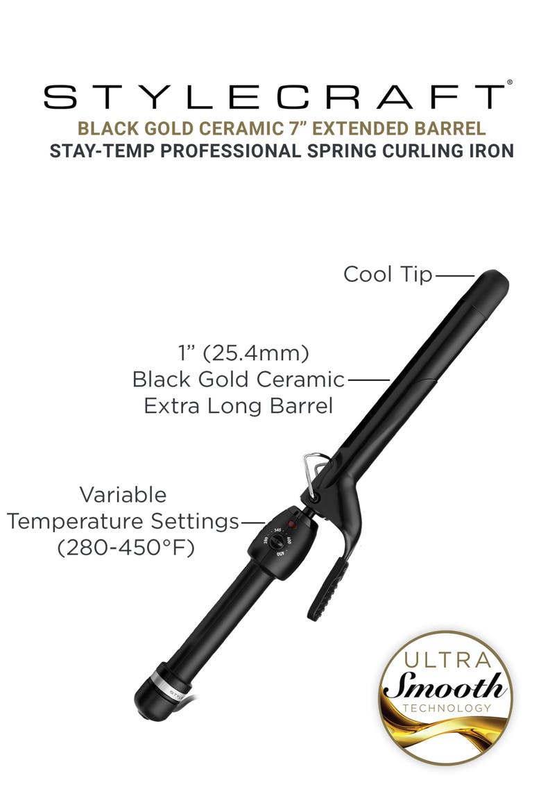 Stay-Temp Extra-Long Barrel Ceramic Curling Iron, Alternate, color, 1"
