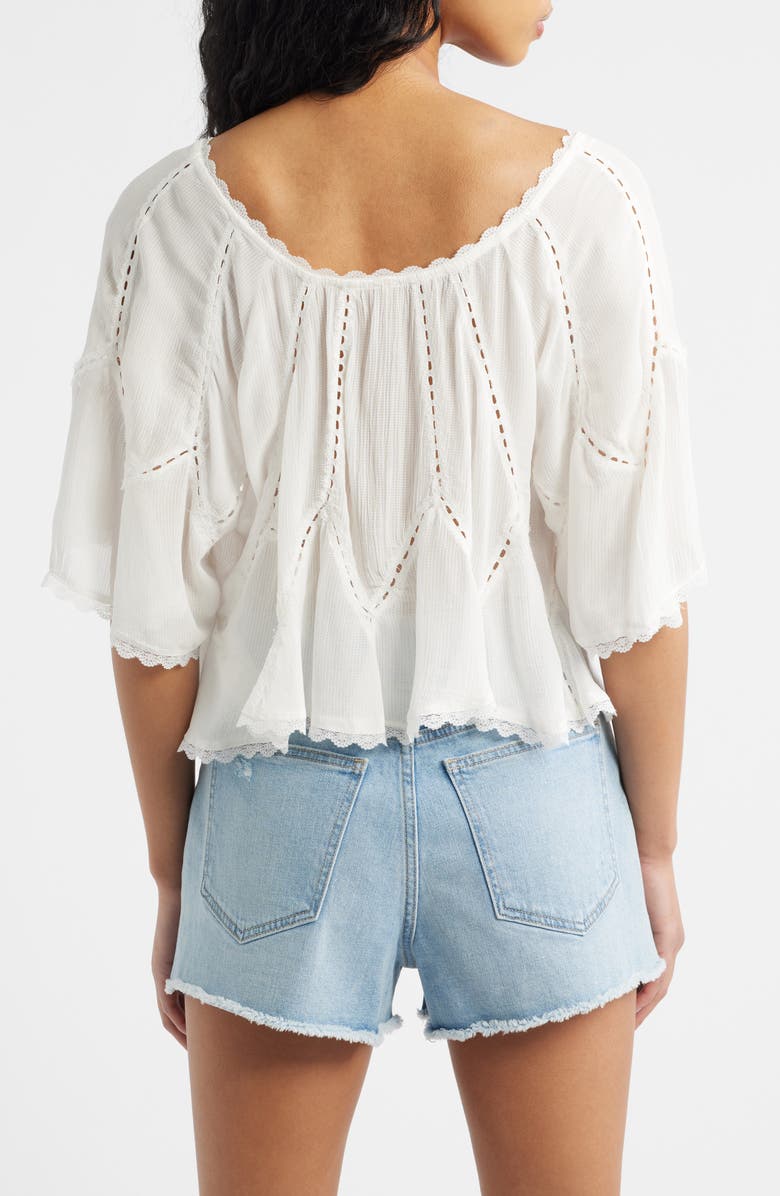 Free People Michelle Lace Trim Top, Alternate, color, Clean Ivory