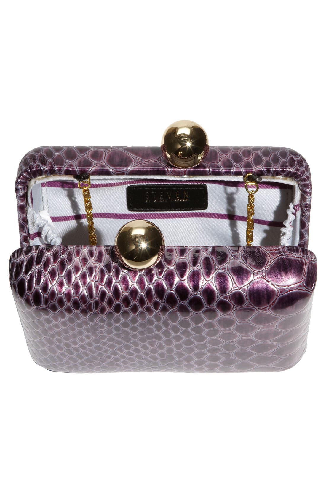 by Steve Madden Faux Leather Box Clutch, Alternate, color, PURPLE SNAKE