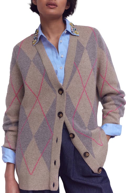 Quinn Argyle Plaid Boyfriend Cardigan