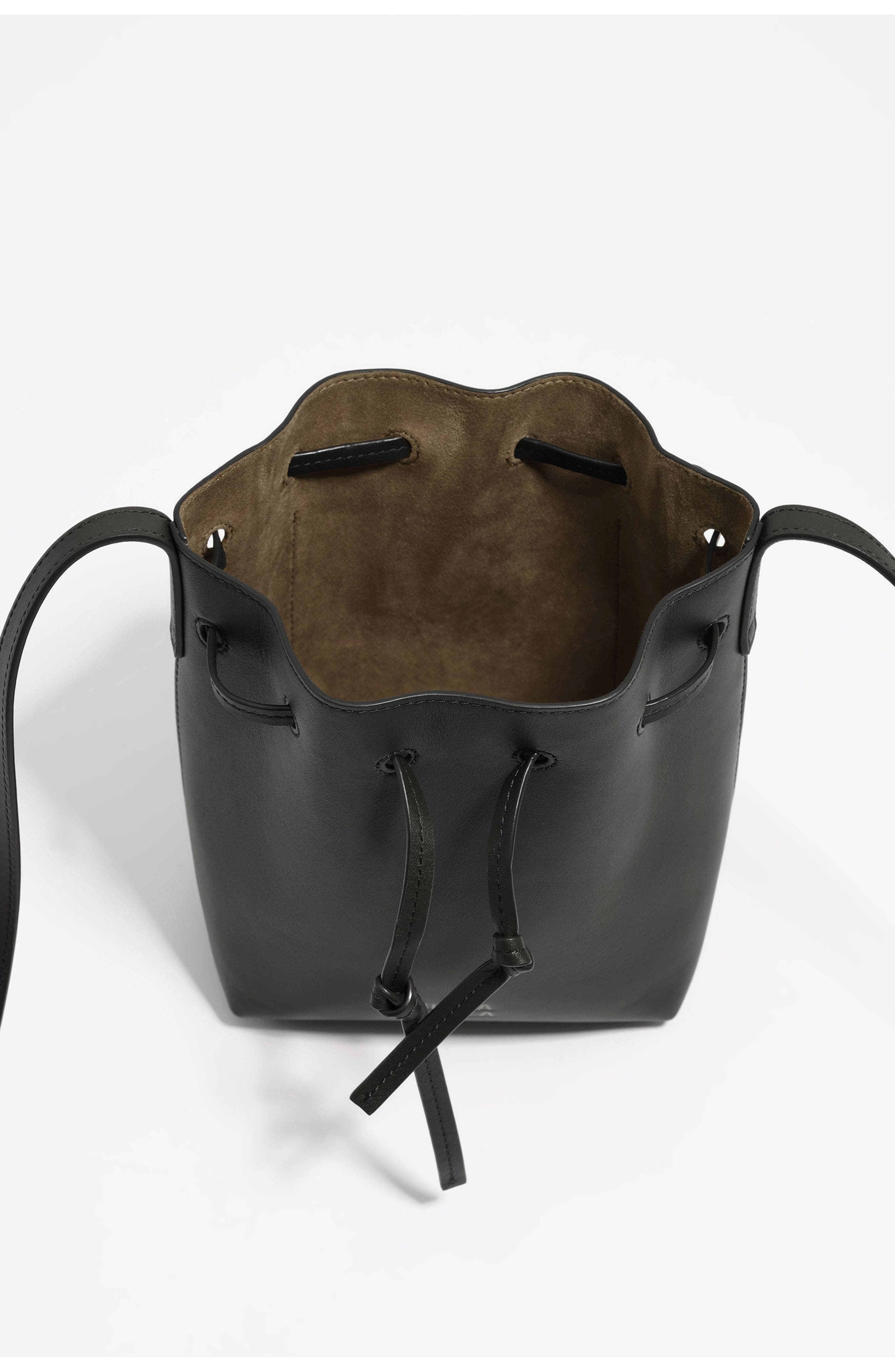 Bimba y Lola Leather Bucket Crossbody Bag, Alternate, color, Black