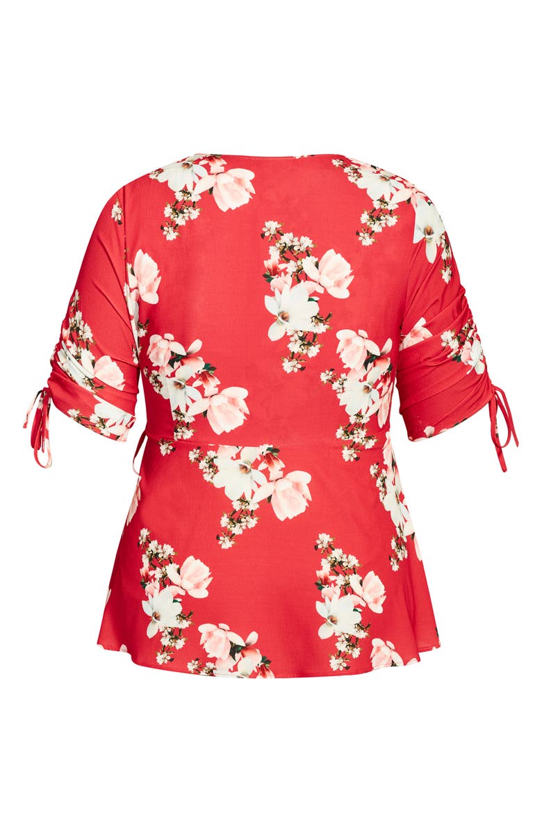 City Chic Lady Ascot Floral Print Wrap Top, Alternate, color, 