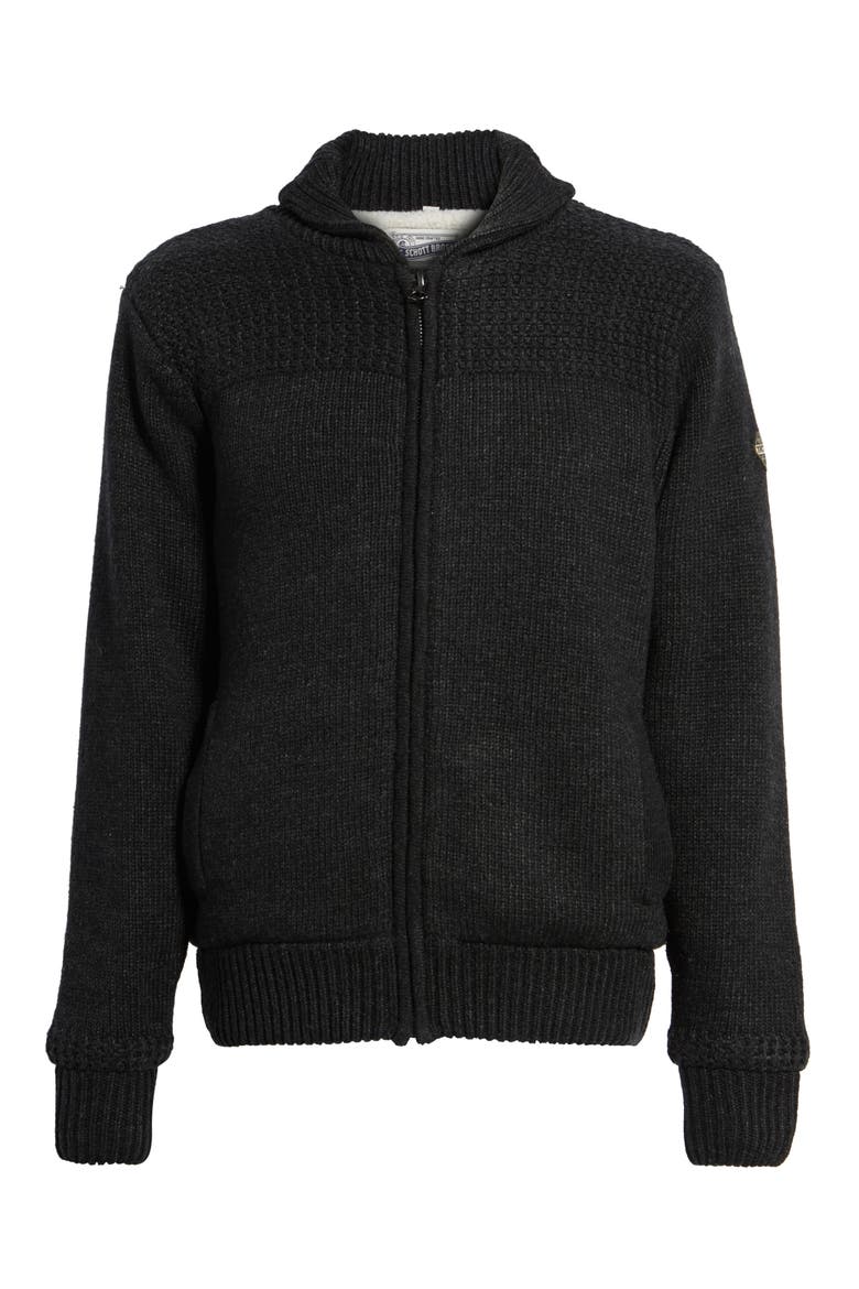 Lined Wool Blend Zip Sweater Jacket, Alternate, color, BLACK