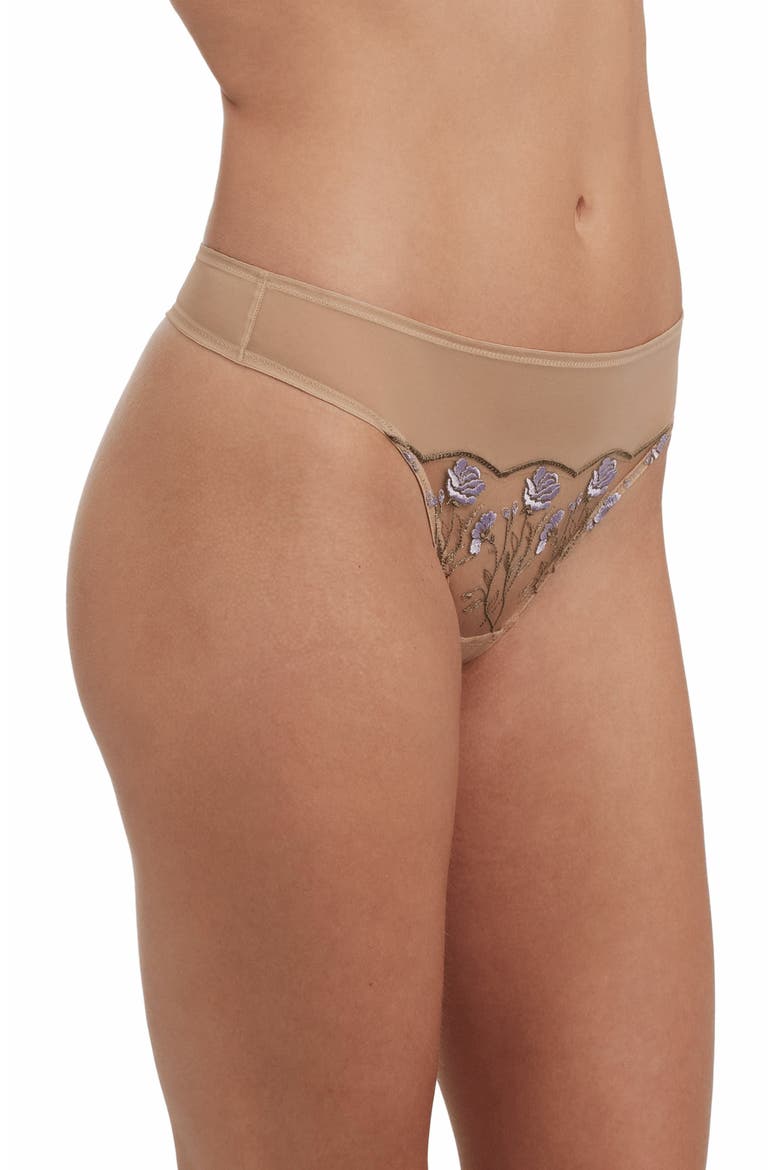 Enamoured Lace Thong, Alternate, color, Ice Purple Combo