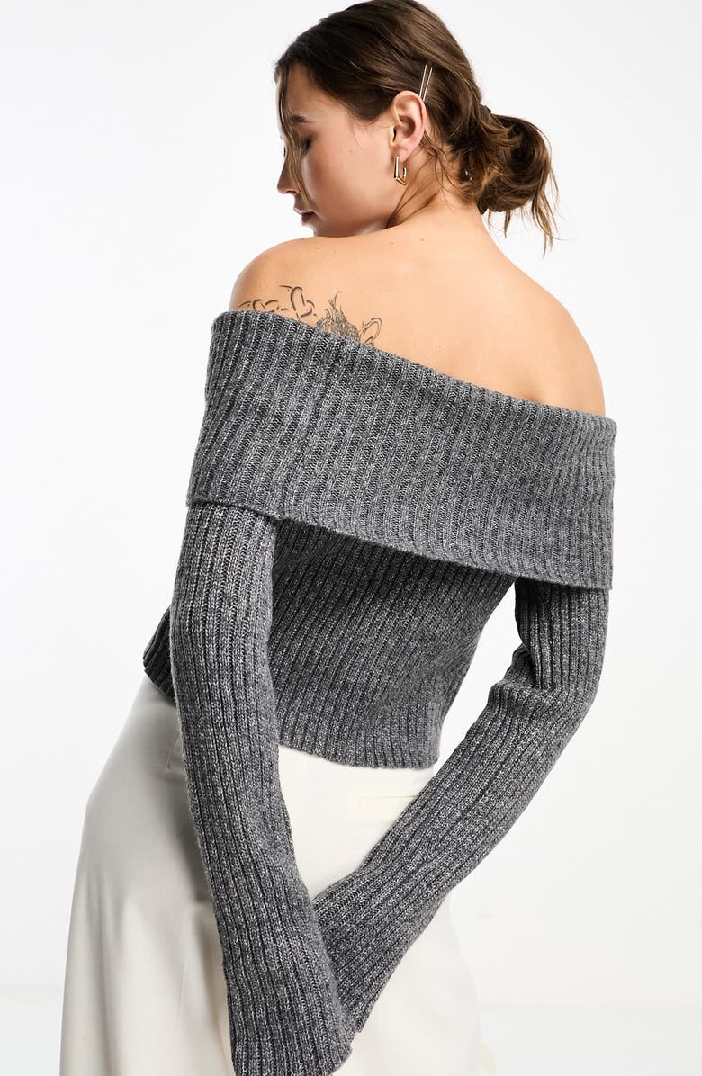 ASOS DESIGN Off the Shoulder Crop Sweater, Alternate, color, 