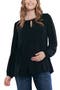 Long Sleeve Empire Waist Keyhole Woven Blouse