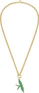 Lionheart 14K Gold Wings of Love Emerald Swallow Charm Rolo Necklace