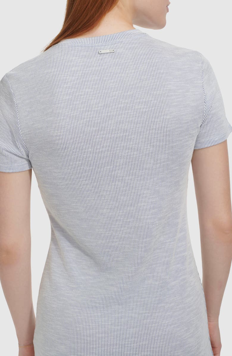 Andrew Marc Sport Pinstripe Short Sleeve Ribbed Midi Dress, Alternate, color,