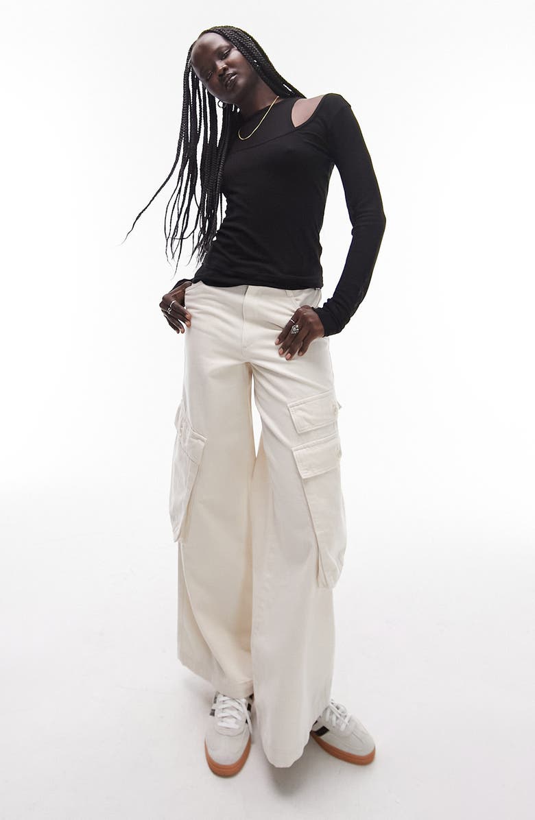 Topshop Double Layer Long Sleeve Top, Alternate, color,