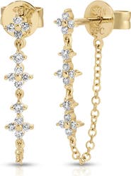 EF Collection Fleur Diamond Front/Back Earrings