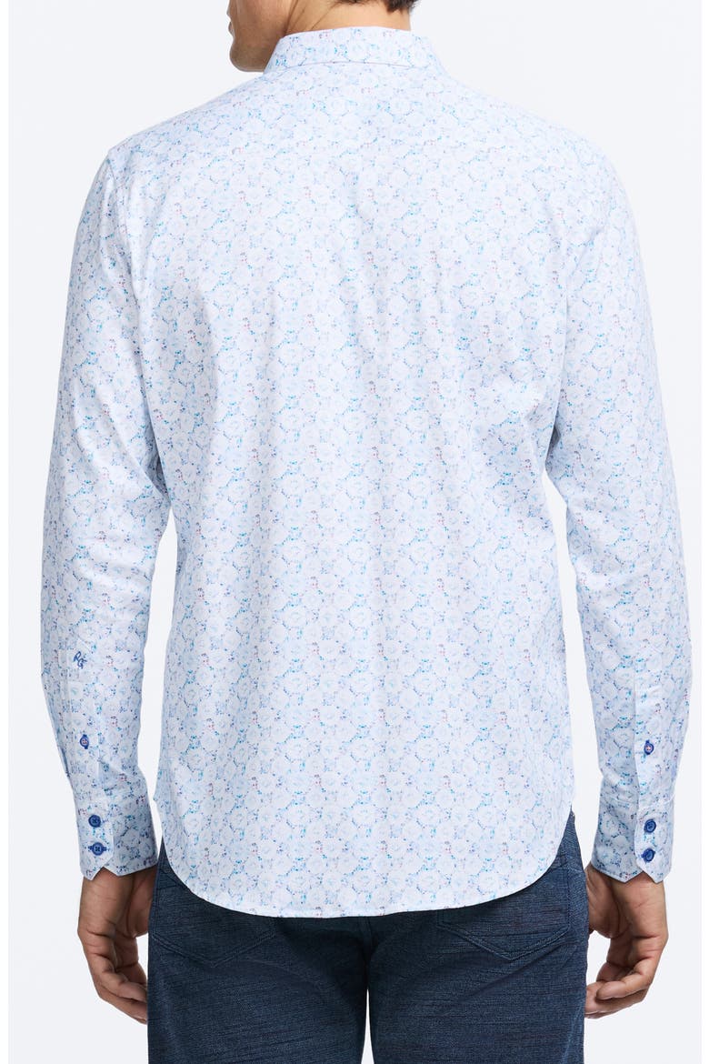 Bramston Medallion Print Stretch Cotton Button-Up Shirt, Alternate, color, WHITE