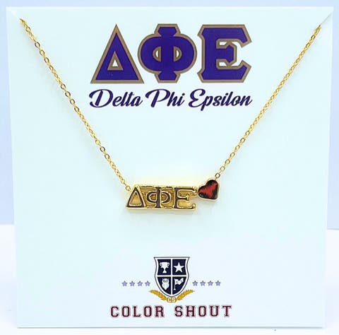 Delta Phi Epsilon Sorority Gold Heart Necklace