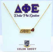 Color Shout Delta Phi Epsilon Sorority Gold Heart Necklace
