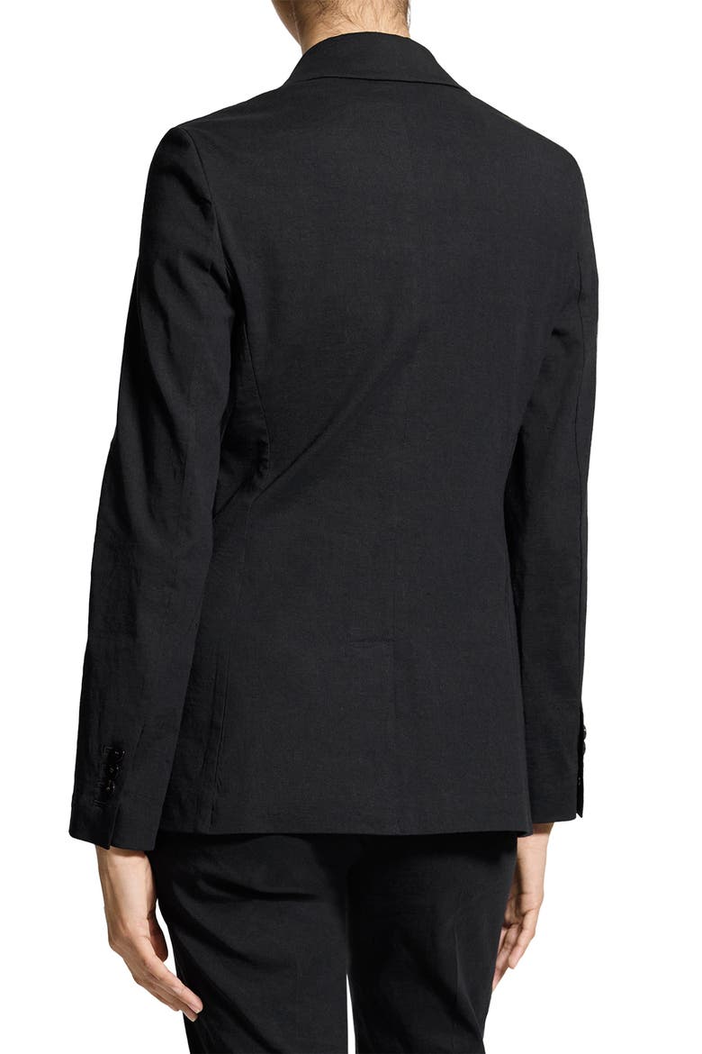 Linen Blend Staple Blazer, Alternate, color, BLACK