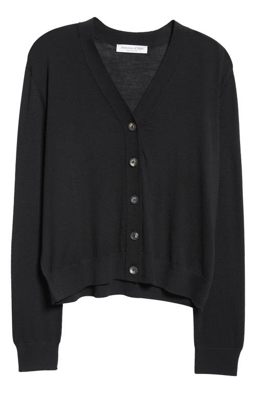 Johnstons Of Elgin Superfine Merino Wool V-neck Cardigan In Black