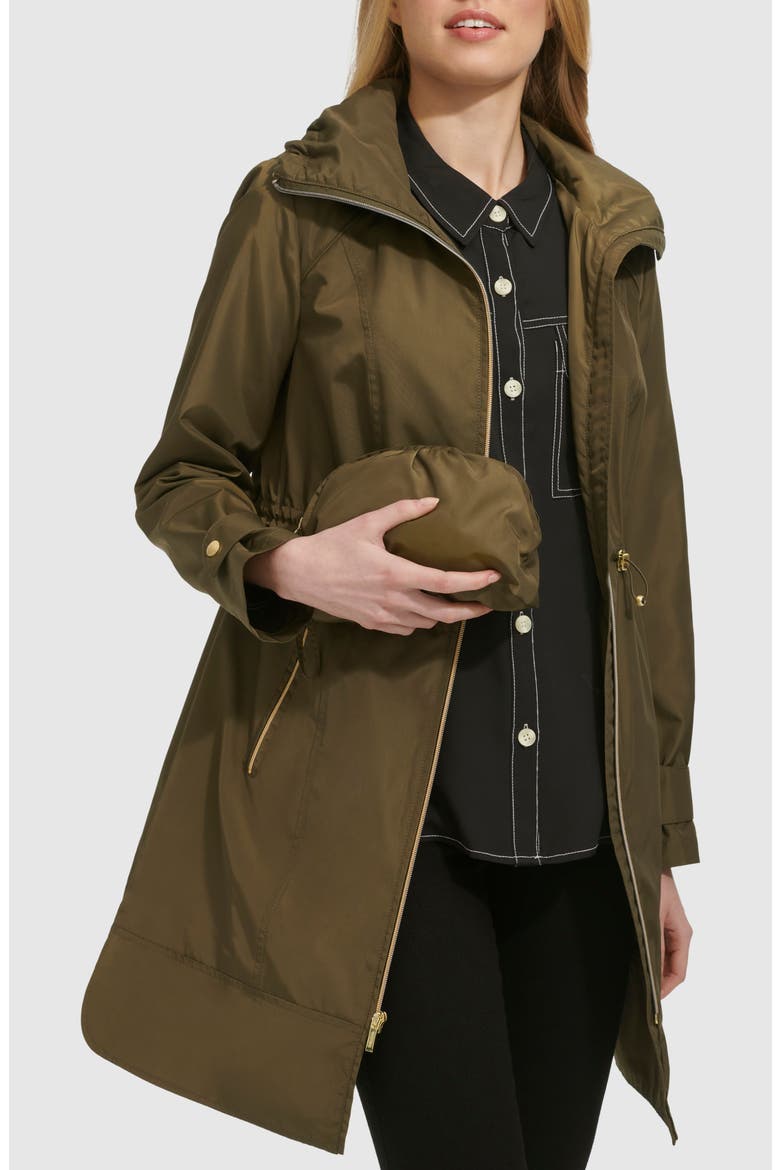Travel Packable Hooded Rain Jacket, Alternate, color, OLIVE