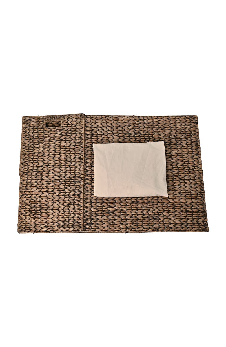HAPPIMESS Sawyer Classic Farmhouse Handwoven Hyacinth 2-Section Collapsible Laundry Hamper with Washable Liner, Handles, and Lid, Alternate, color, Brown
