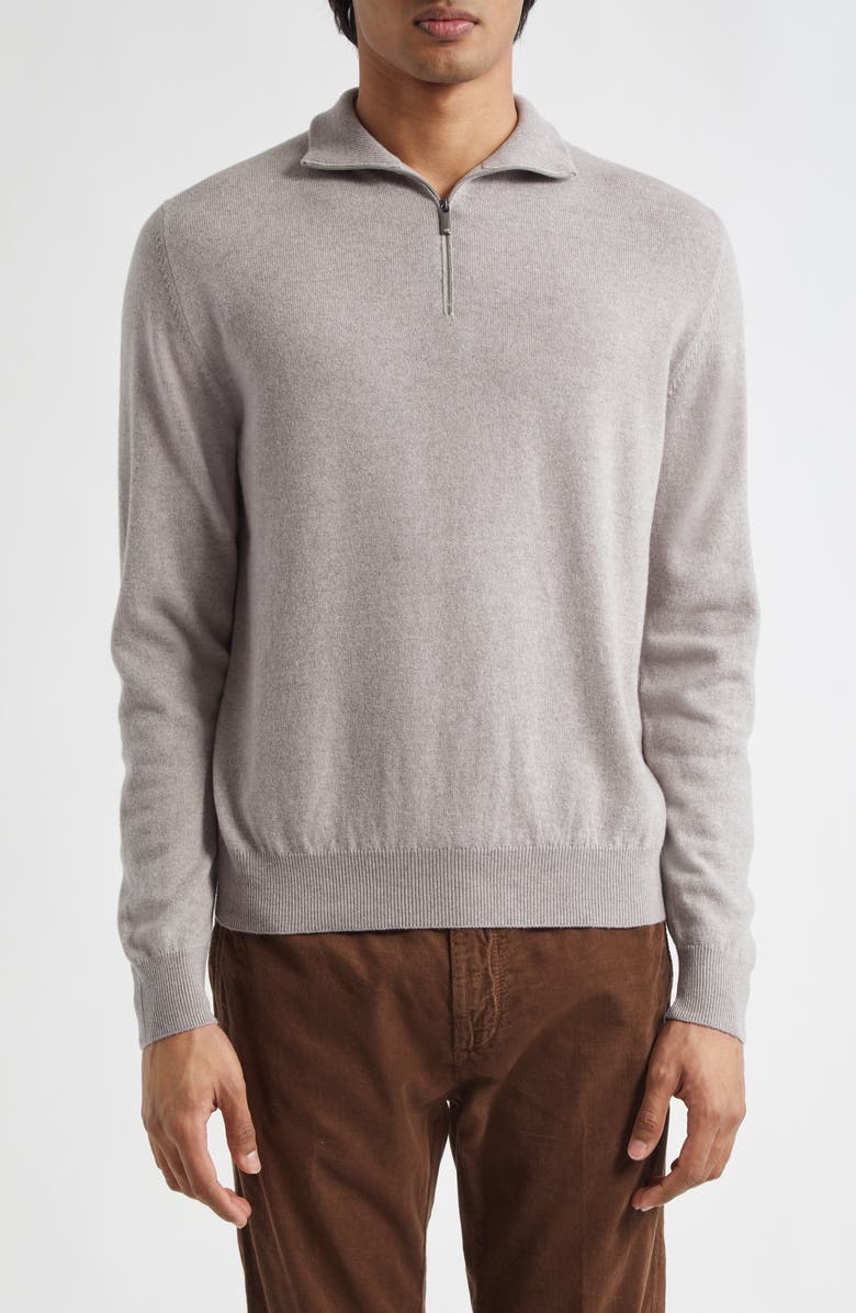Massimo Alba Half Zip Cashmere Sweater, Main, color, Tortora