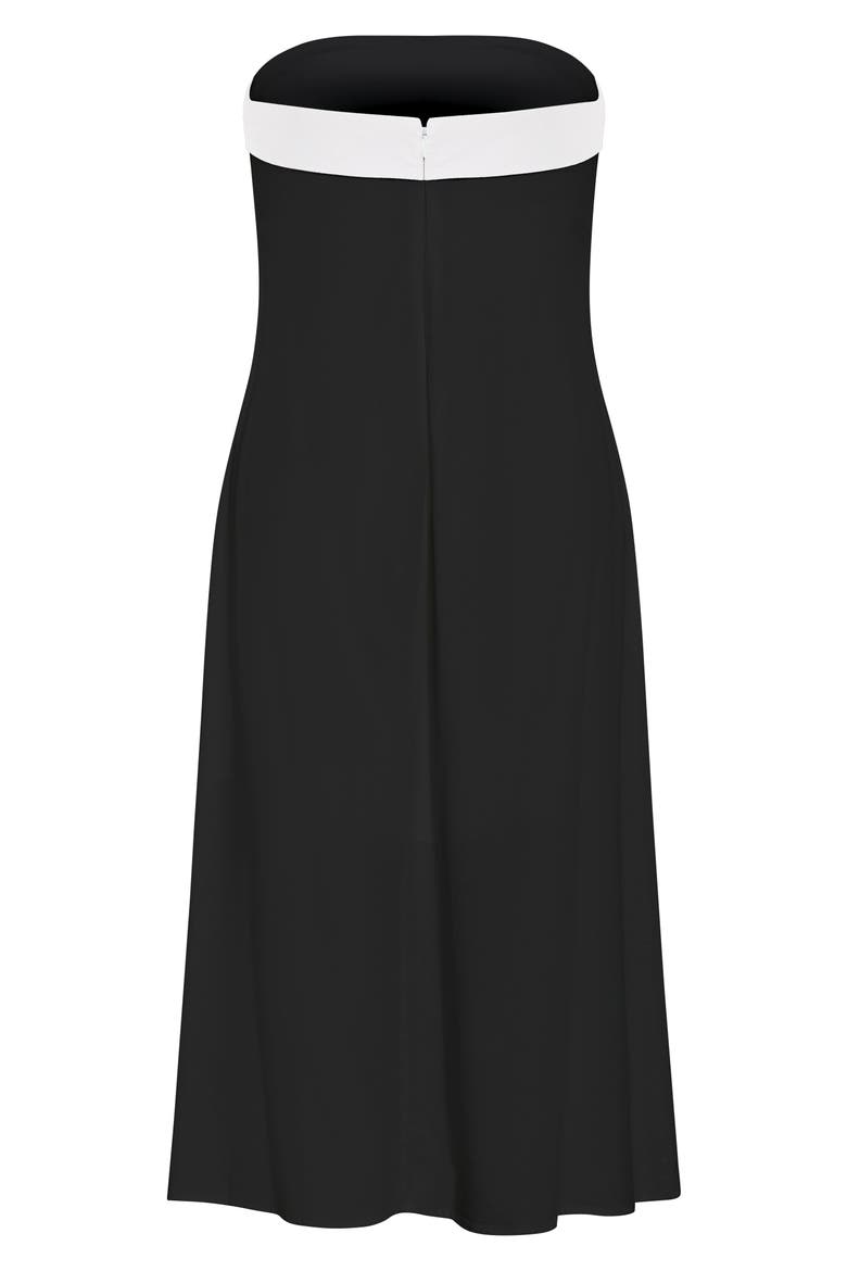 Lina Contrast Detail Strapless Dress, Alternate, color, BLACK