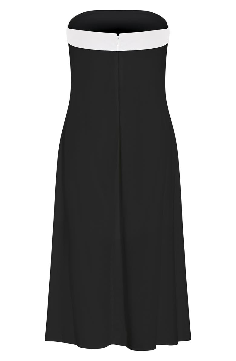 City Chic Lina Contrast Detail Strapless Dress, Alternate, color, Black