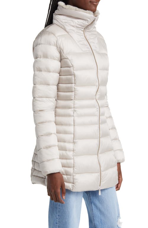 Save The Duck Caroline Water Repellent Satin Puffer Jacket In White