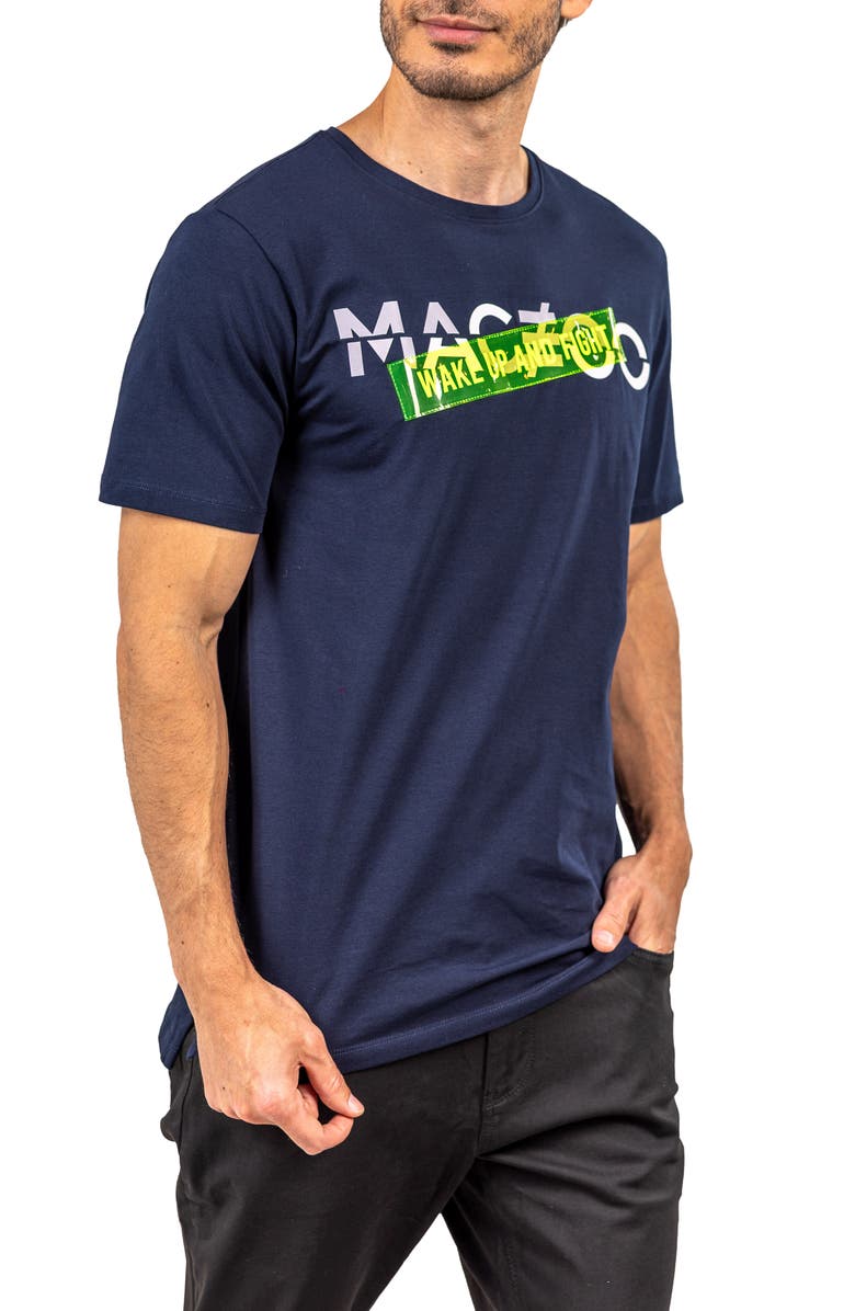 Maceoo Wakeupfight Navyblue Graphic T-Shirt, Alternate, color, Blue