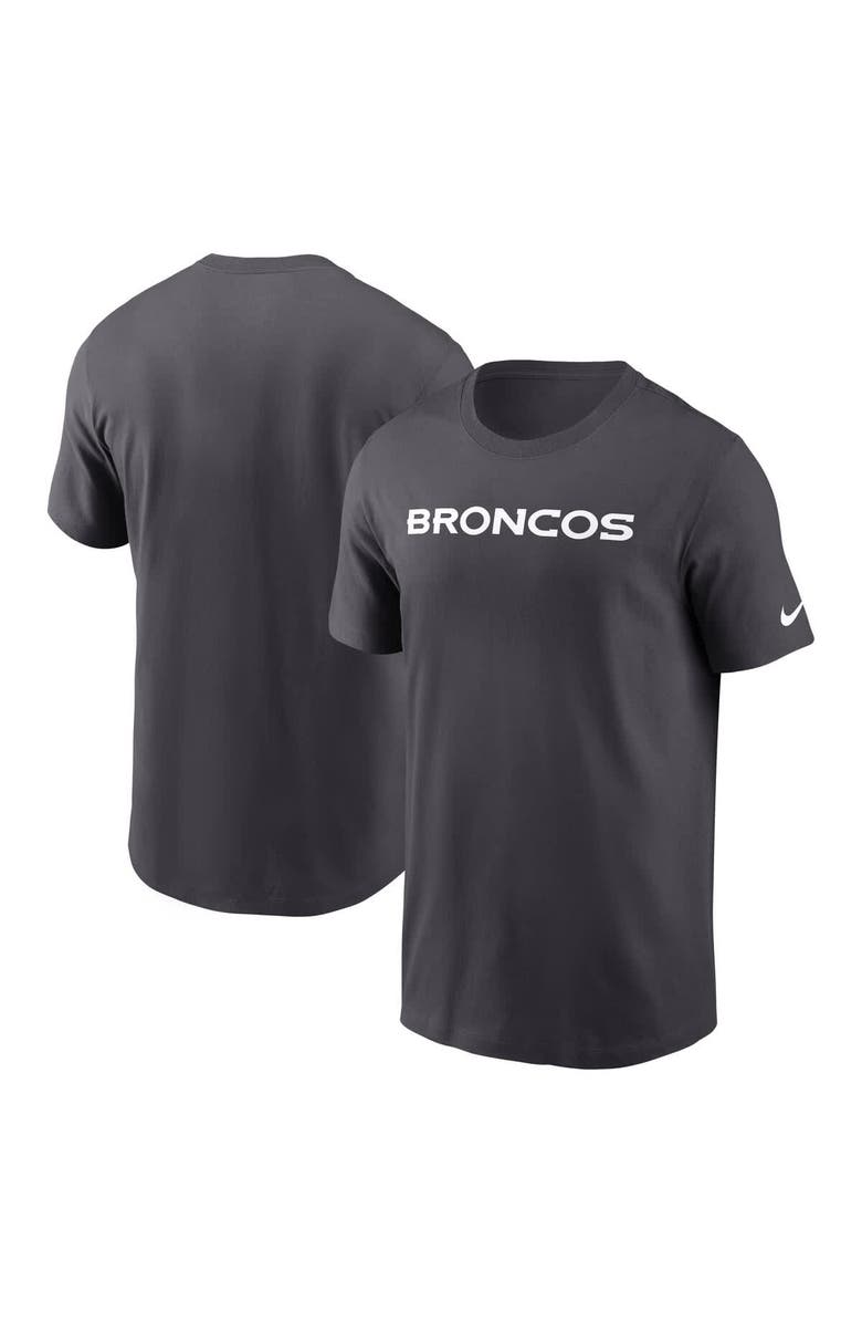 Nike Men's Nike Anthracite Denver Broncos Primetime Wordmark Essential T-Shirt, Alternate, color, Anthracite