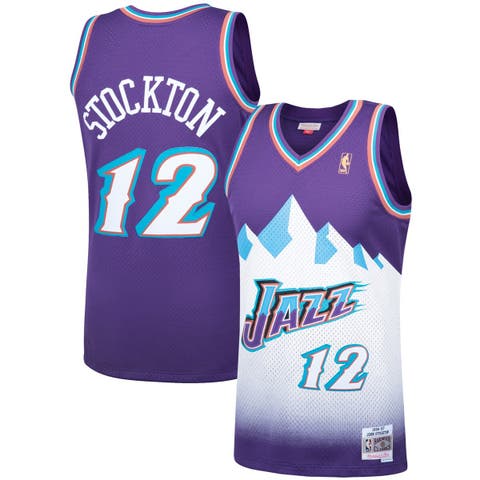 Men
s Mitchell 
Ness John Stockton Purple Utah Jazz Hardwood Classics Swingman Jersey