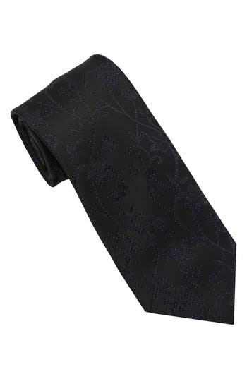 Karl Lagerfeld Paris Sparkle Floral Print Tie In Black