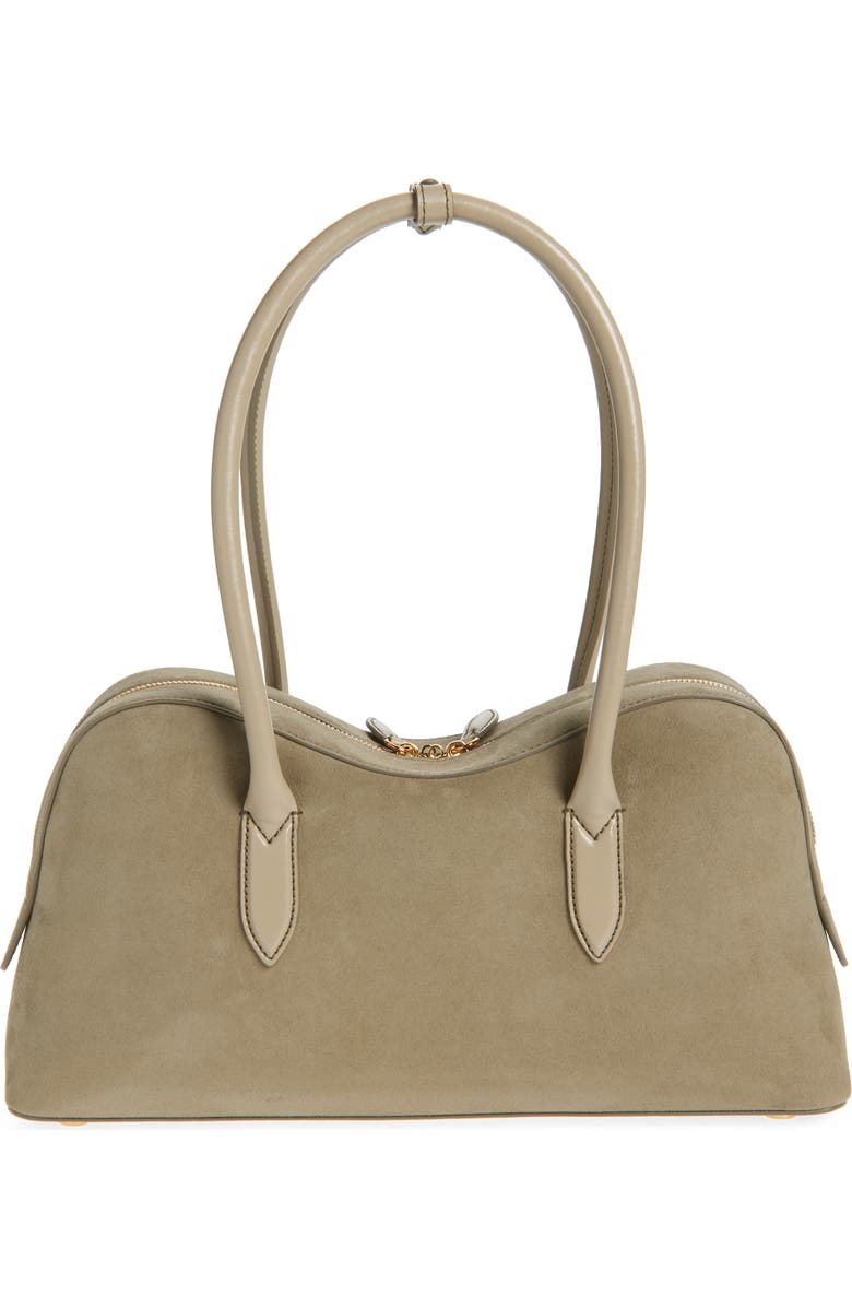 Stella McCartney Ryder Faux Suede Crossbody Bag, Alternate, color, Khaki