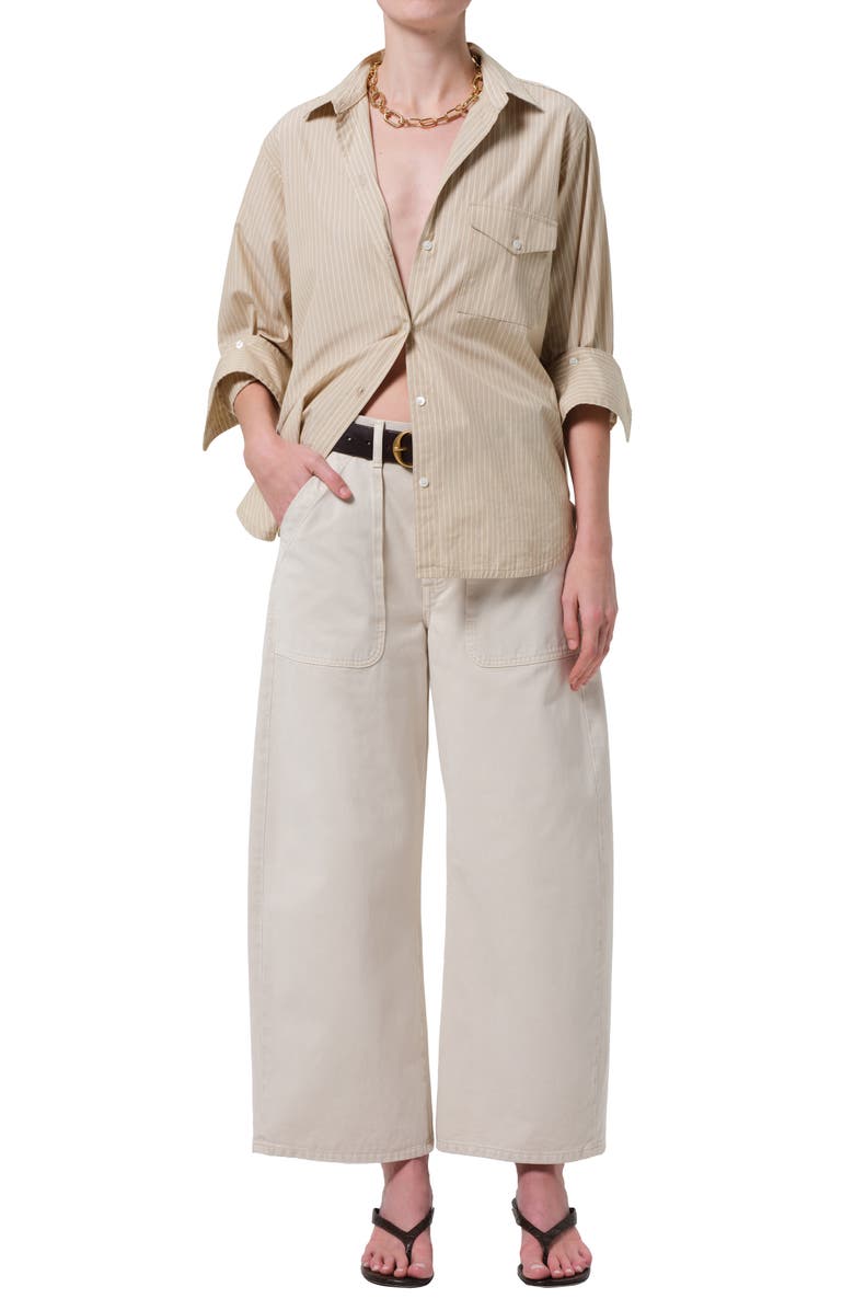 Citizens of Humanity Ayla High Waist Crop Wide Leg Twill Utility Pants, Alternate, color, Pale Stone