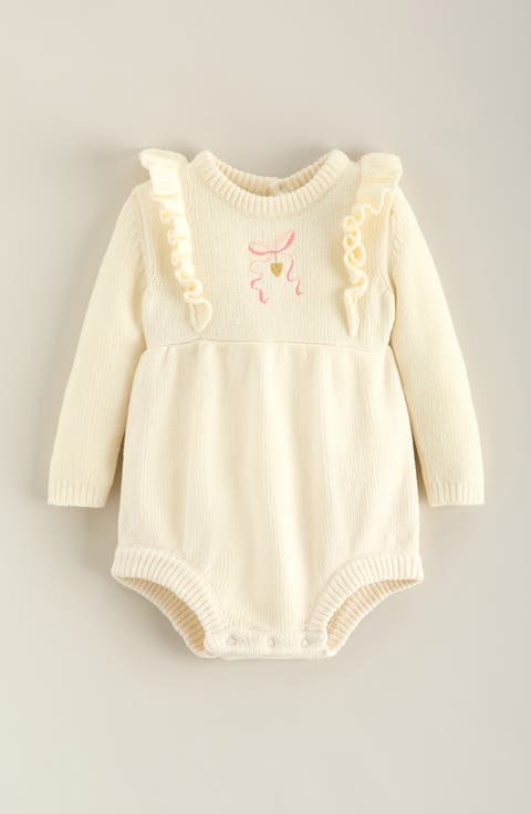 Embroidered Ruffle Bubble Romper