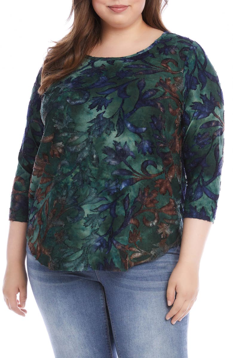 Karen Kane Tie Dye Burnout Shirttail Knit Top, Main, color,