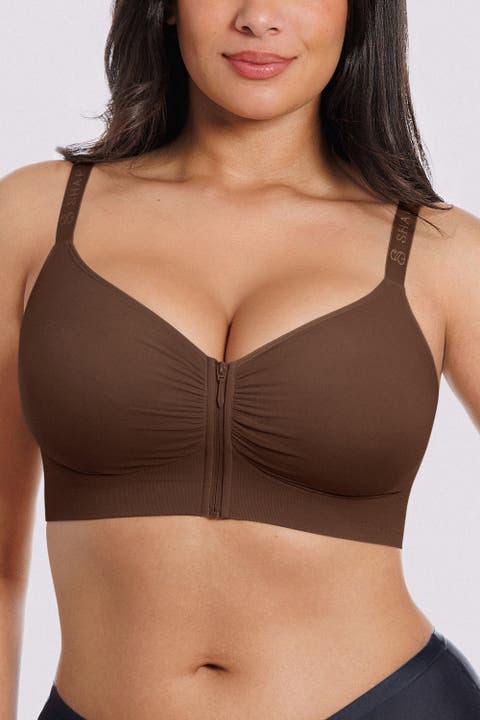 Bare Essentials Skin Flow Front-Zipper Wireless Bra