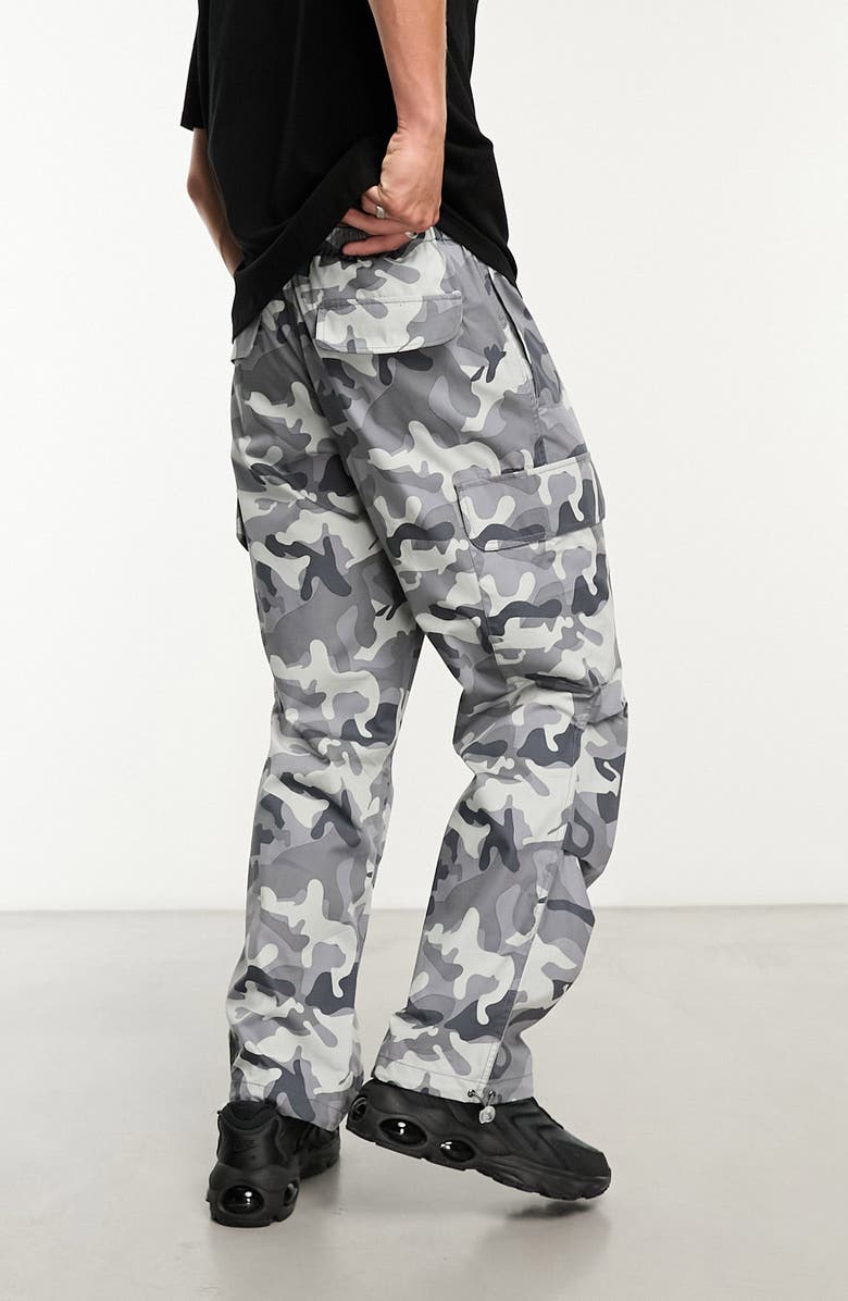 ASOS DESIGN Camouflage Print Wide Leg Cargo Pants, Alternate, color,