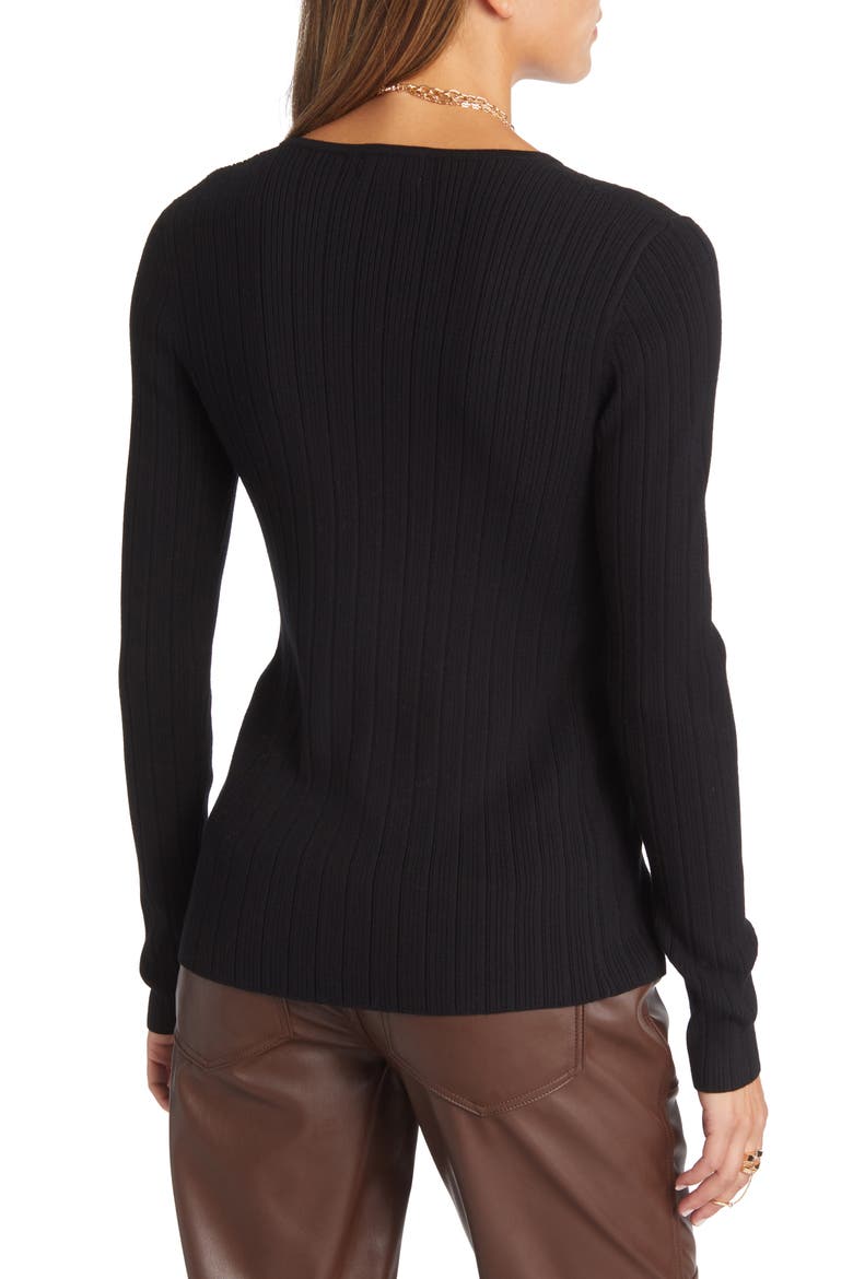 Two-Button Rib Cardigan, Alternate, color, BLACK