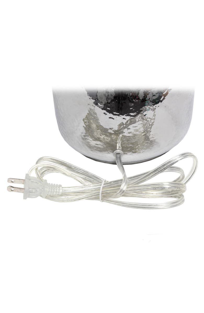 LALIA HOME Metallic Gray Hammered Glass Jar Table Lamp with White Linen Shade, Alternate, color,