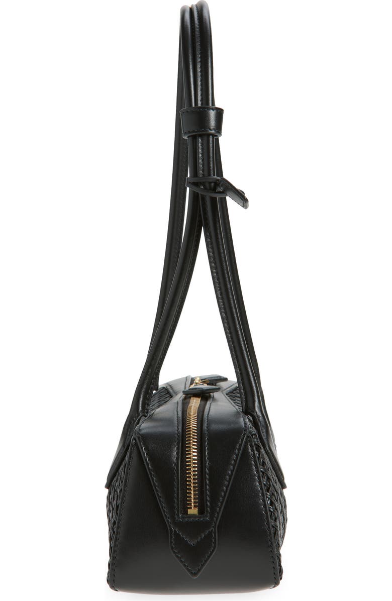 Alaïa Medium Le Teckel East/West Woven Leather Shoulder Bag, Alternate, color, Noir