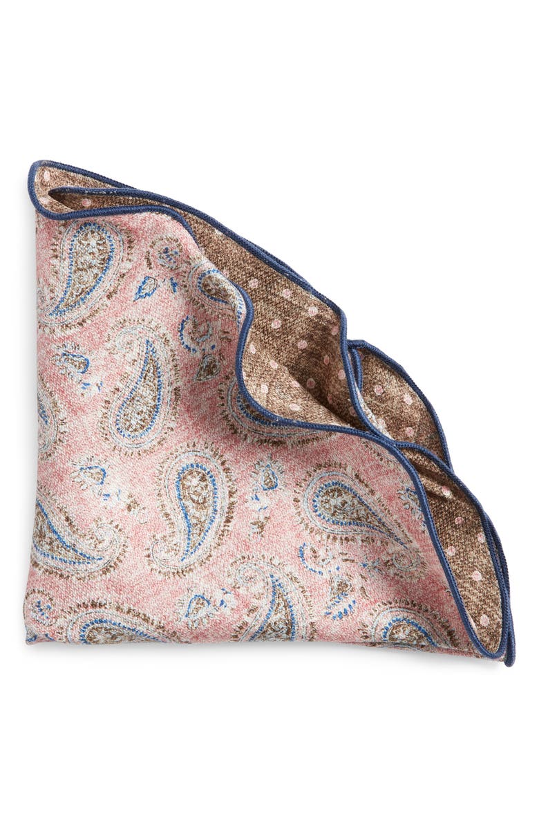 EDWARD ARMAH Paisley & Dot Reversible Silk Pocket Circle, Main, color, 