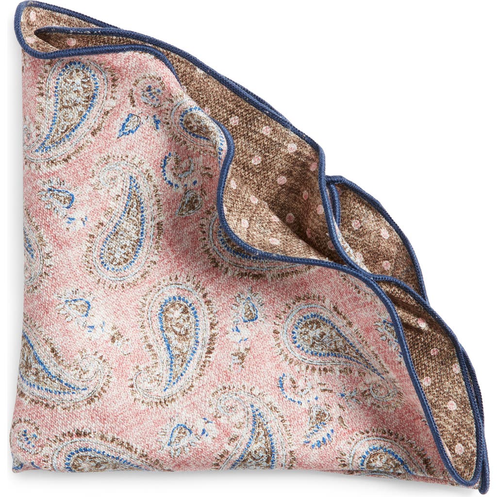 Shop Edward Armah Paisley & Dot Reversible Silk Pocket Circle In Pink