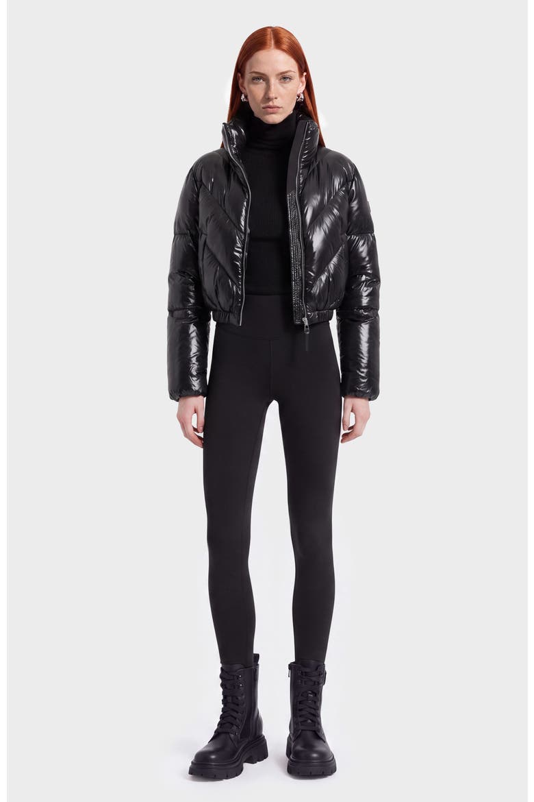 Anslie C Glossy Down Puffer, Alternate, color, Black