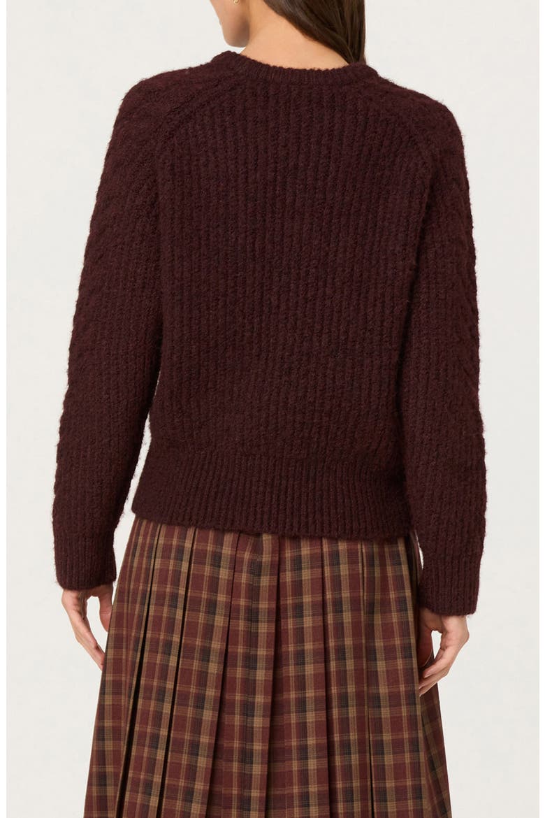 Taran Cable Knit Crewneck Sweater, Alternate, color, WINE