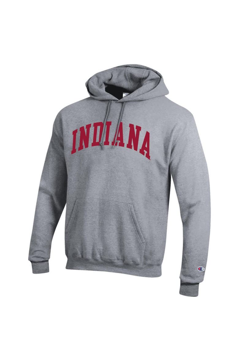 Men's Champion  Heather Gray Indiana Hoosiers Basic Arch Fleece Pullover Hoodie, Alternate, color, Heather Gray