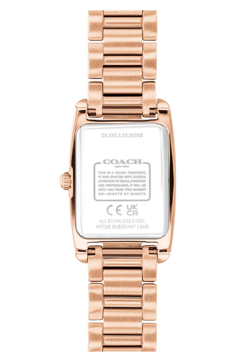 COACH Reese Crystal Rectangular Bracelet Watch, 20mm, Alternate, color, Carnation Gold