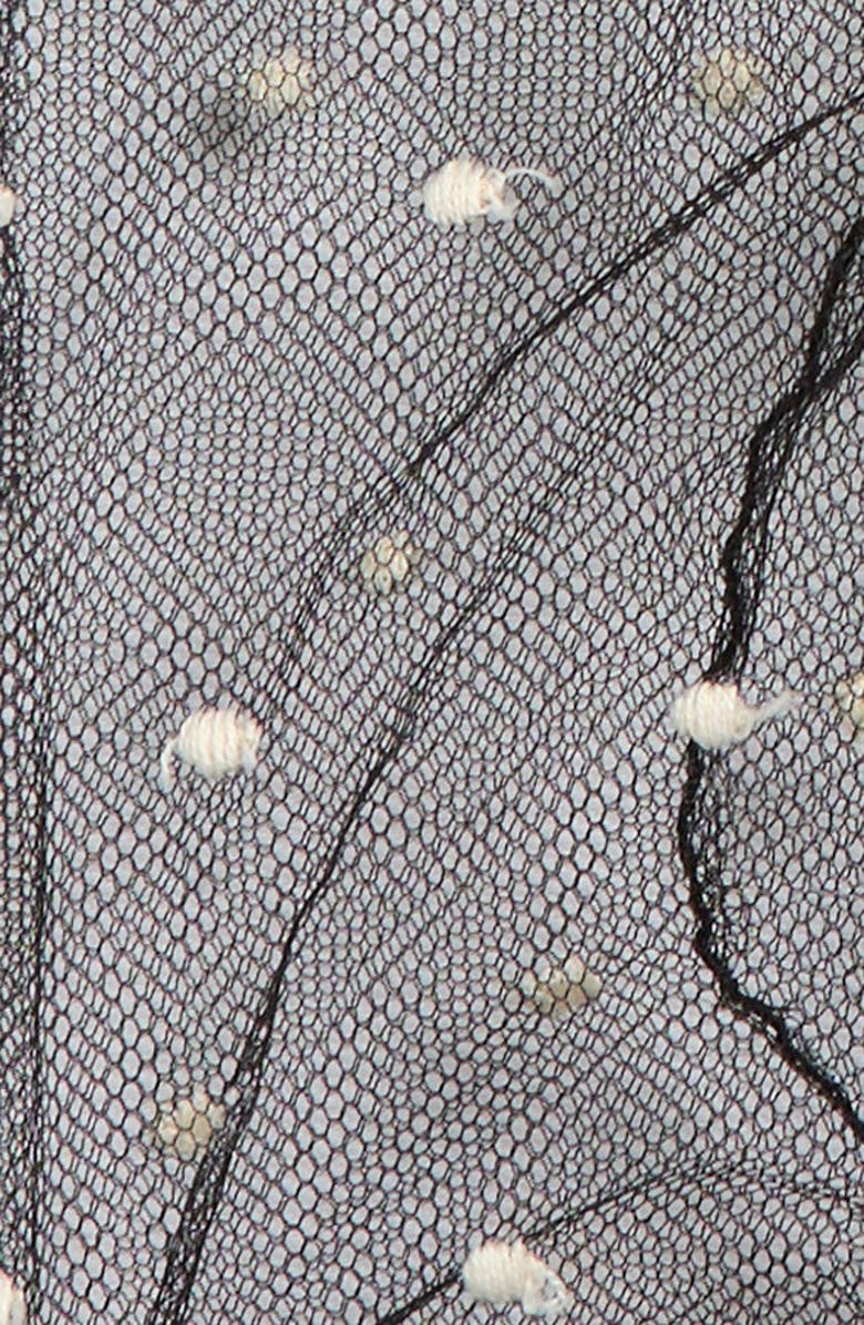 Valentino Garavani Polka Dot Tulle Gloves, Alternate, color, Bze Nero Bianco/ Oro