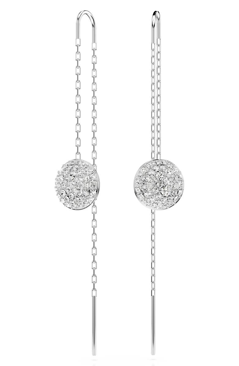 Swarovski Sublima Threader Earrings, Alternate, color, Silver